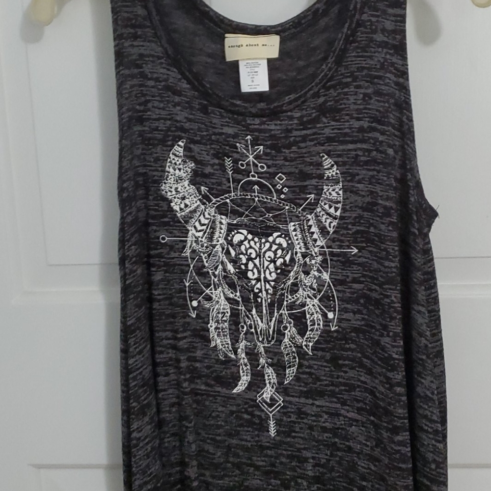 Bull skull boho tank top